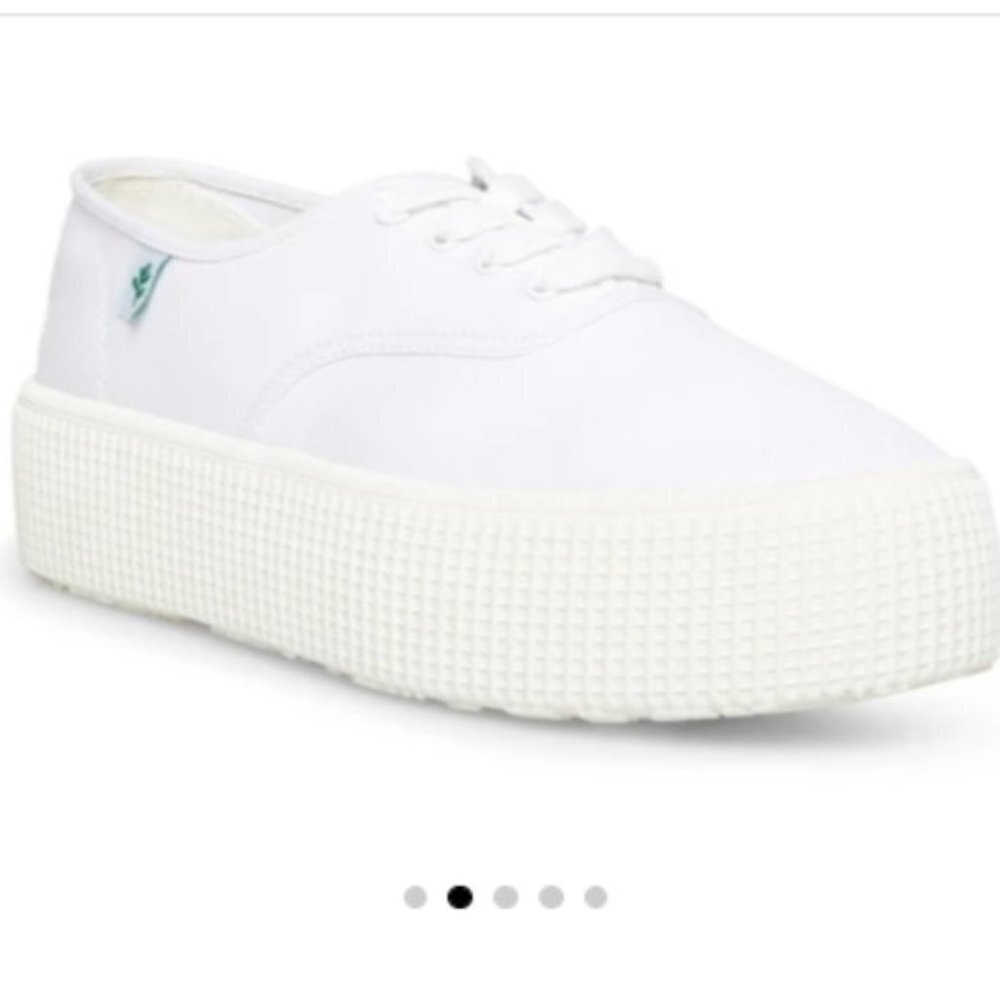 COOL PLANET BY STEVE MADDEN STREAM WHITE FABRIC PLATFORM SNEAKERS 7.5